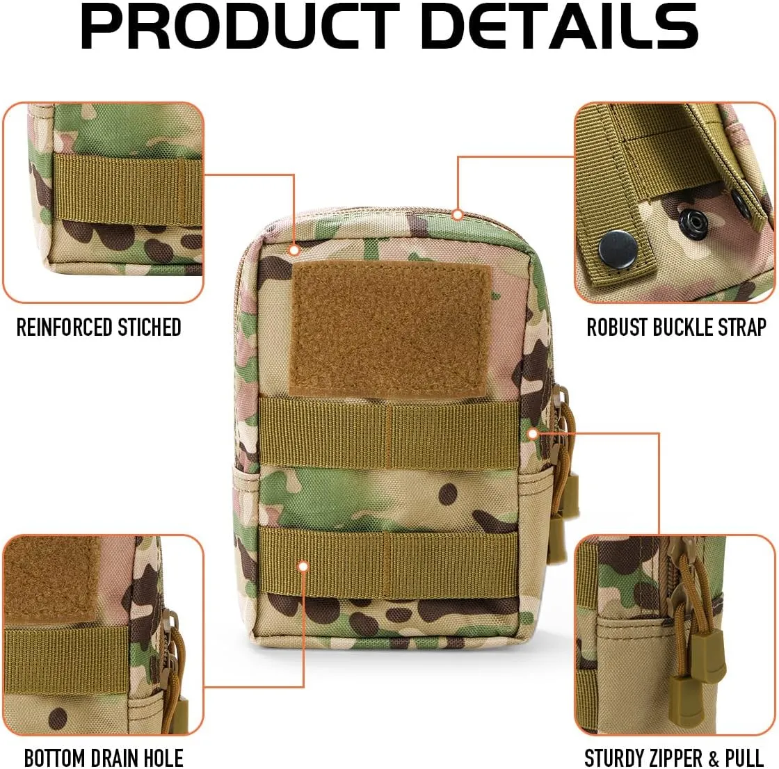 Gogoku 3 Pack Molle Pouch Combo Water Bottle Pouch Holder Tactical Molle Pouches Compact Utility Waist Bag Pack
