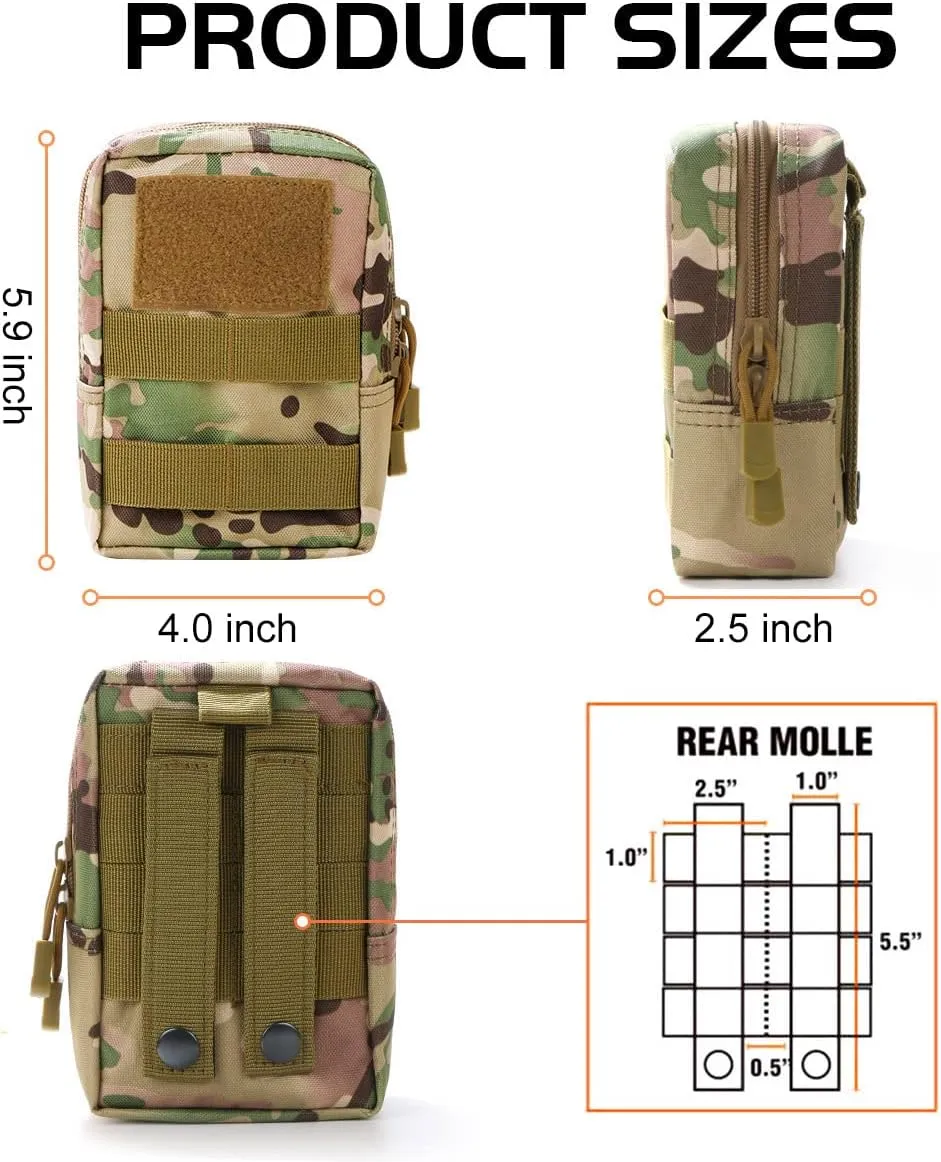 Gogoku 3 Pack Molle Pouch Combo Water Bottle Pouch Holder Tactical Molle Pouches Compact Utility Waist Bag Pack