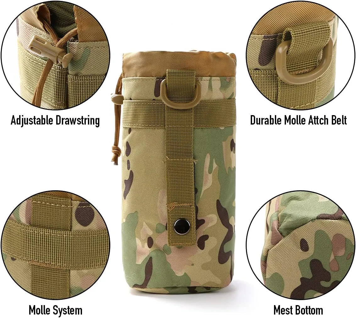 Gogoku 3 Pack Molle Pouch Combo Water Bottle Pouch Holder Tactical Molle Pouches Compact Utility Waist Bag Pack