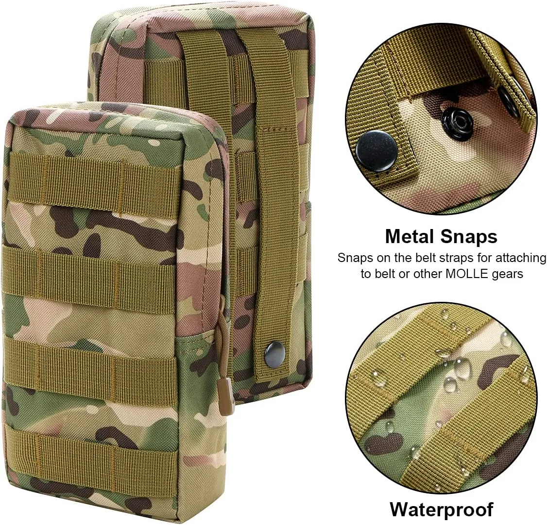Gogoku 3 Pack Molle Pouch Combo Water Bottle Pouch Holder Tactical Molle Pouches Compact Utility Waist Bag Pack