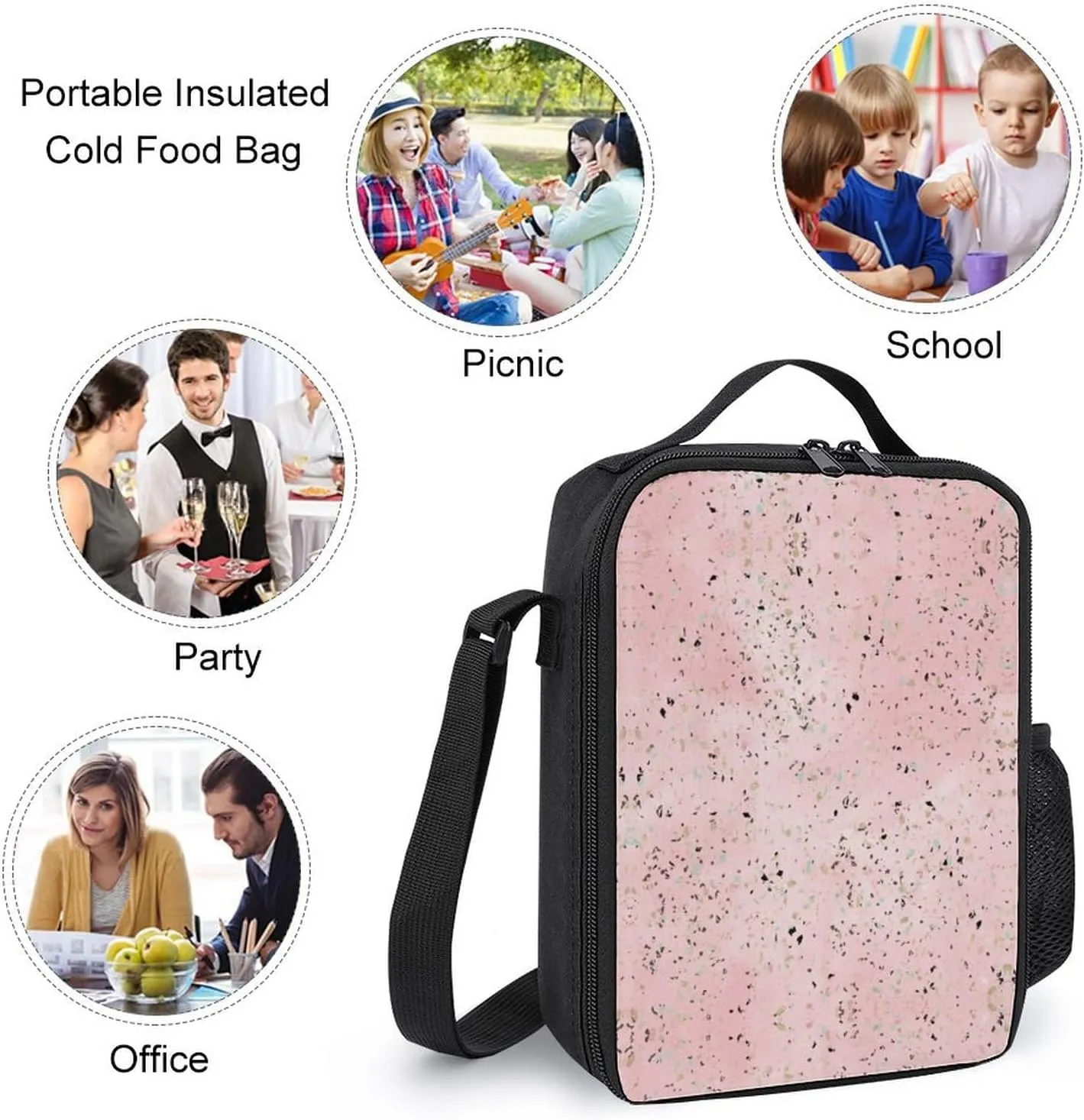 Gold Marble Terrazzo Design Shoulder Backpack Diagonal Lunch Bag Pencil Case Set