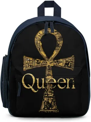 Golden Queen Egyptian Ankh Symbol Funny Small Travel Backpack Casual Daypack Bag with Adjustable Strap for Hiking Camping