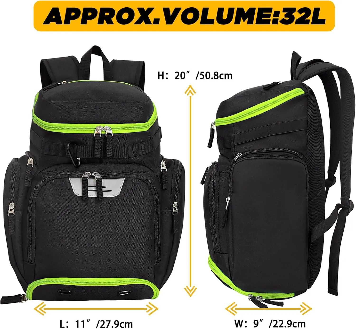 Goloni Basketball Backpack,Large Sports Bag with Ball Compartment & Shoe Compartment for Basketball, Soccer, Volleyball,Gym