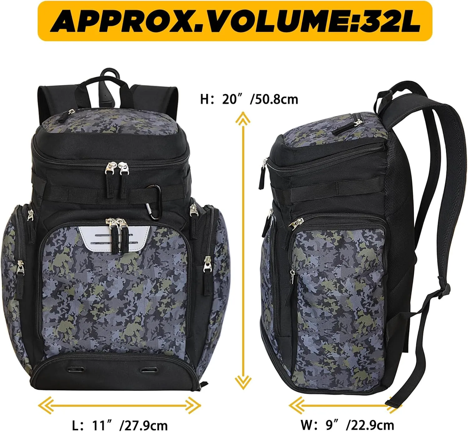 Goloni Basketball Backpack,Large Sports Bag with Ball Compartment & Shoe Compartment for Basketball, Soccer, Volleyball,Gym