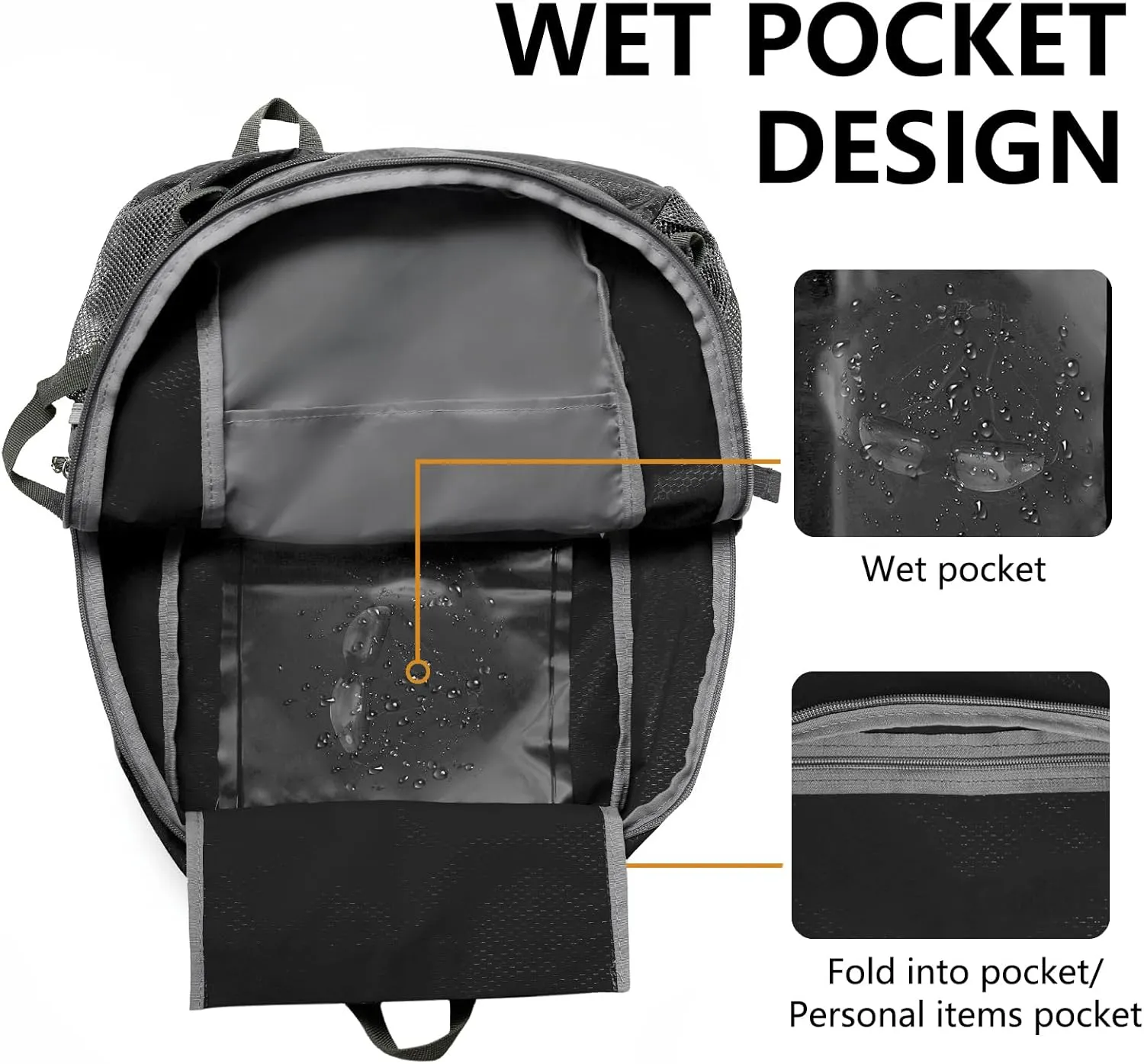 Goloni Ultra Lightweight Packable Backpack 40L - Foldable Hiking Backpack Water Resistant Small Foldable Daypack for Travel,Black