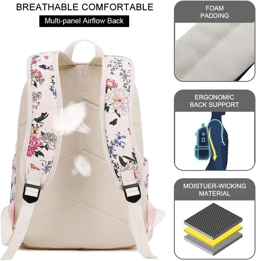 Goodking Teen Girls School Backpack Kids Bookbag Lightweight Travel Laptop Backpack Stylish Casual Daypack