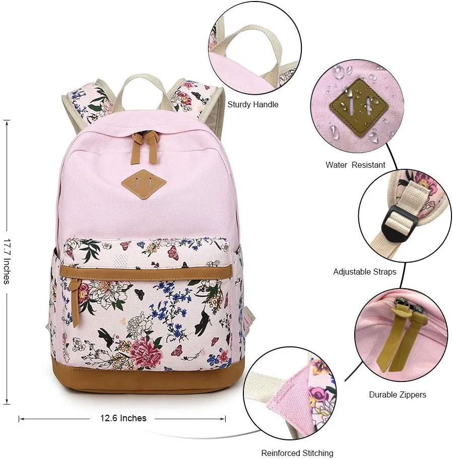 Goodking Teen Girls School Backpack Kids Bookbag Lightweight Travel Laptop Backpack Stylish Casual Daypack