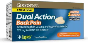 GoodSense Dual Action Acetaminophen and Ibuprofen (NSAID) Tablets, 250 mg/125 mg, Back Pain, 144 Count