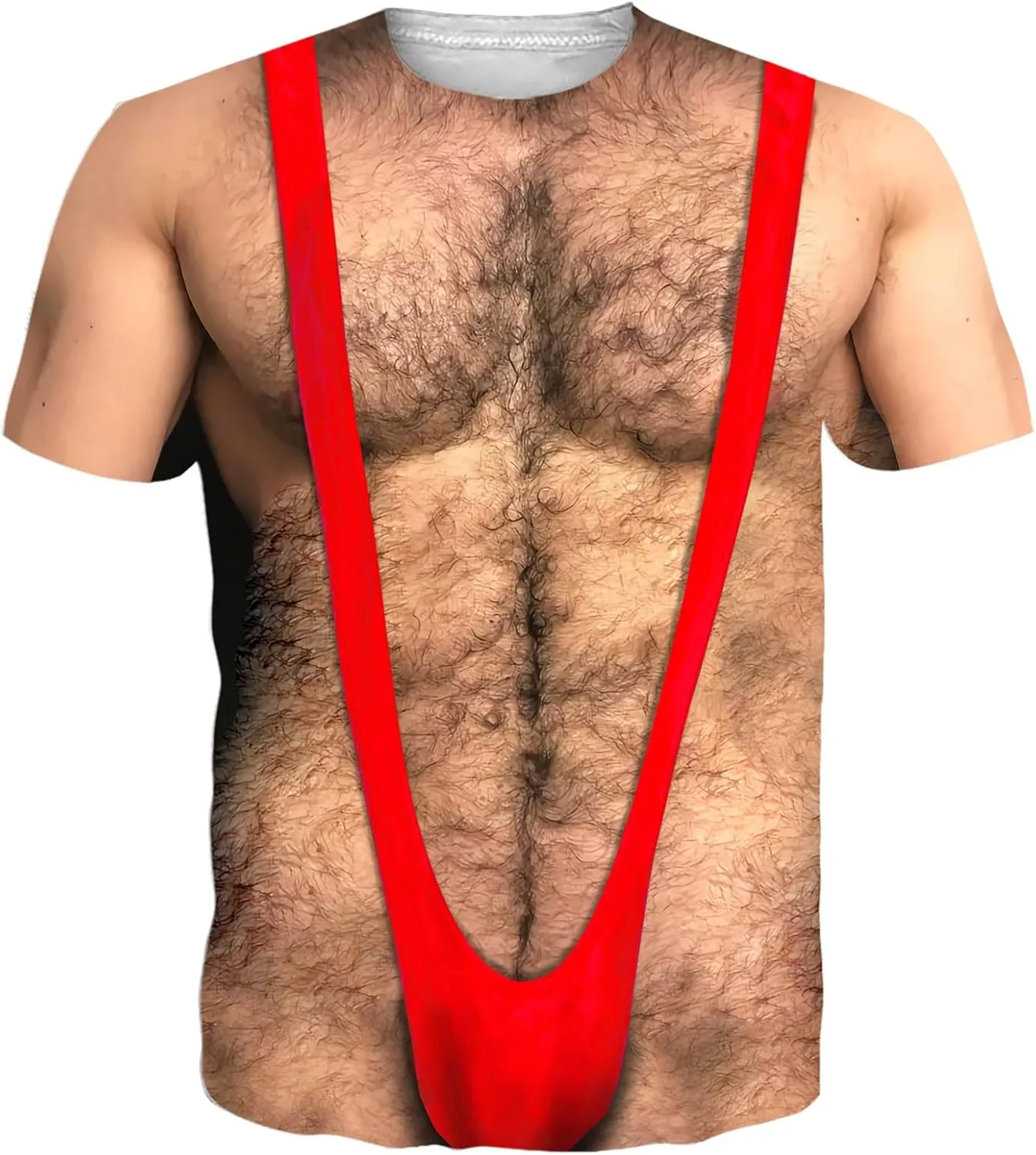 Goodstoworld Unisex 3D Fake Abs T Shirts Shredded Chest Printed Short Sleeve Costume Novelty Tees Shirt