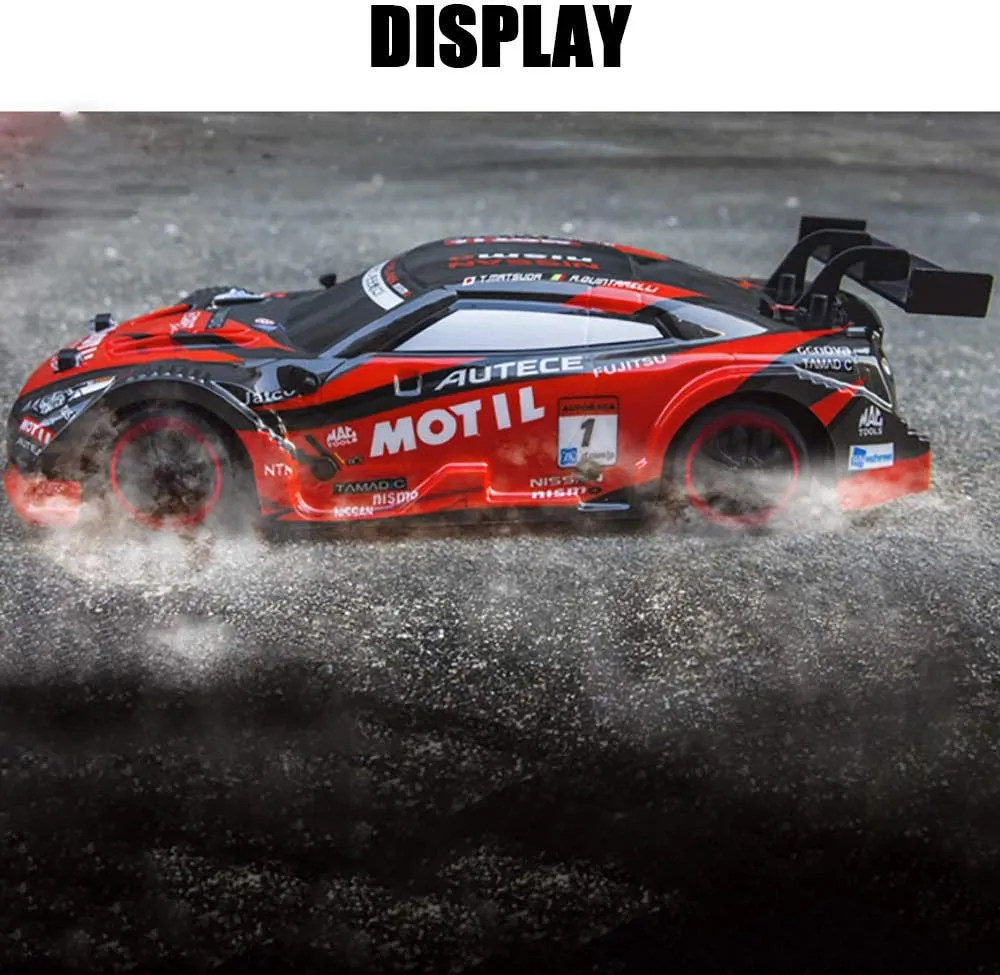 GoolRC Racing Drift Car - 1/18 Scale 4WD 2.4GHz RC, High Speed (Up to 28km/h) for Adults & Kids (Red)