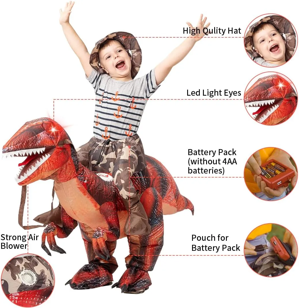 GOOSH Inflatable Dinosaur Costume for Kids Halloween Costumes Boys Girls Funny Blow up Costume for Halloween Party Cosplay