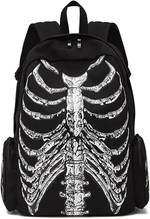 Gothic backpack trend canvas bag skull personality men and women casual backpack Halloween backpack (Backpack style one)