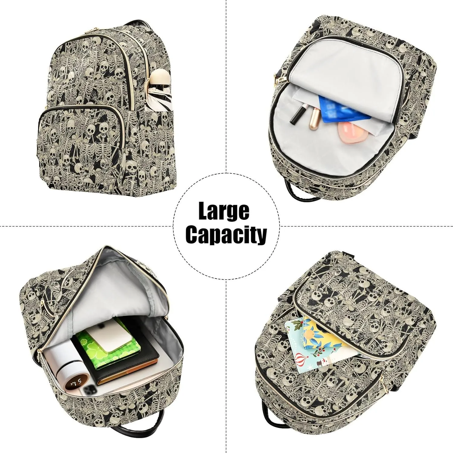 Gothic Skull Mini Backpack Fashion Backpack Purse for Women,Handbag Shoulder Bag Casual Daypack, Ladies Gift for College Work (M)