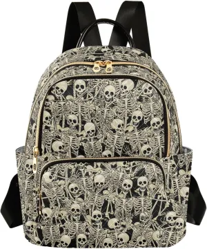 Gothic Skull Mini Backpack Fashion Backpack Purse for Women,Handbag Shoulder Bag Casual Daypack, Ladies Gift for College Work (M)