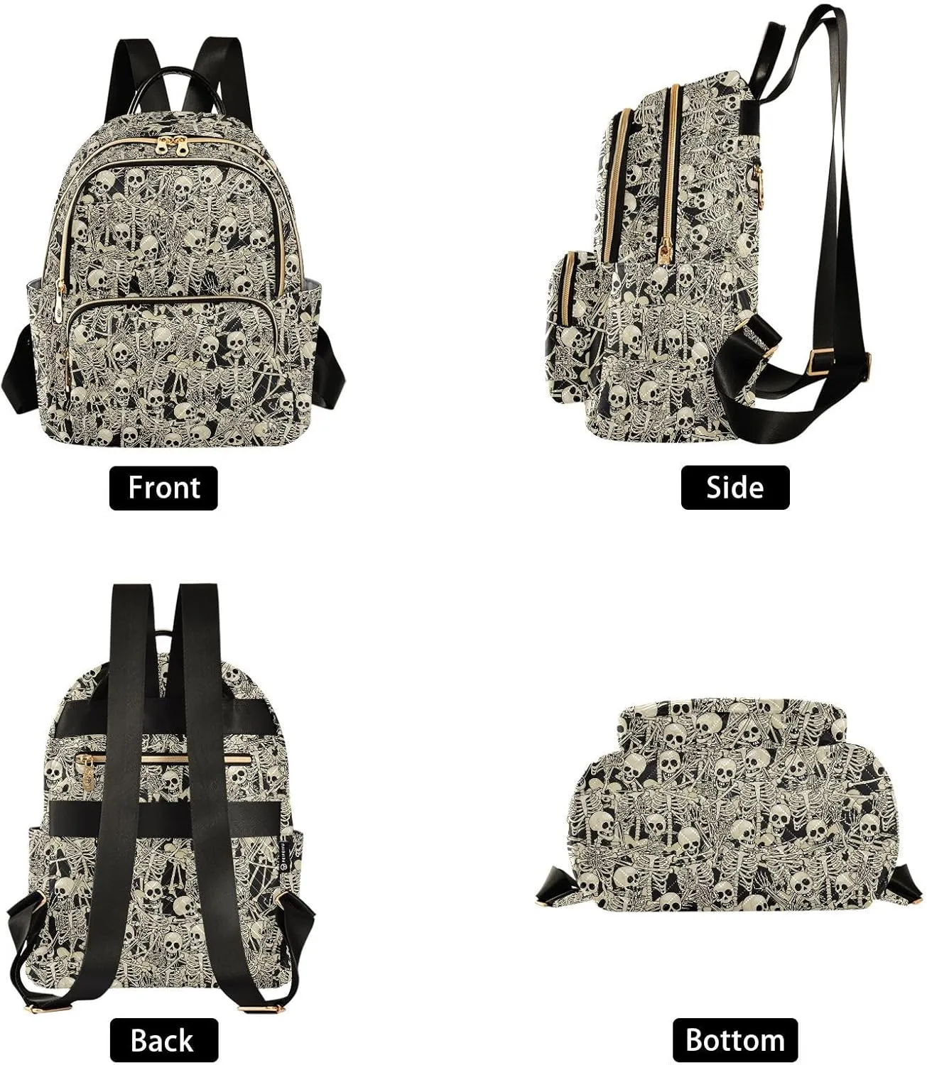 Gothic Skull Mini Backpack Fashion Backpack Purse for Women,Handbag Shoulder Bag Casual Daypack, Ladies Gift for College Work (M)