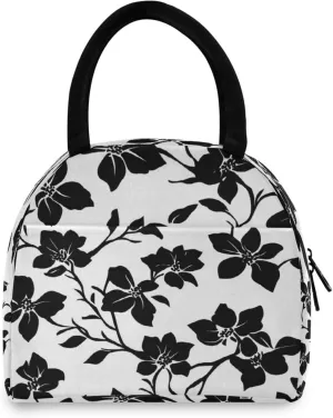 Graffiti Black Flower Women's Lunch Bag Men's Insulated Lunch Box Unisex Reusable Lunch Box Cooler Bag For Work Office Travel Picnic