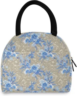 Graffiti Vintage Blue Flower Women's Lunch Bag Men's Insulated Lunch Box Unisex Reusable Lunch Box Cooler Bag For Work Office Travel Picnic