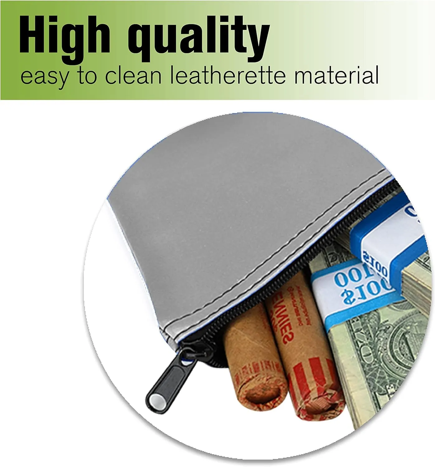 Gray Expanded Vinyl Reusable Deposit Bag - 11W x 6H
