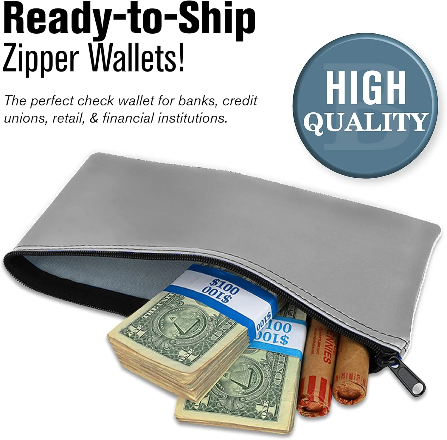 Gray Expanded Vinyl Reusable Deposit Bag - 11W x 6H