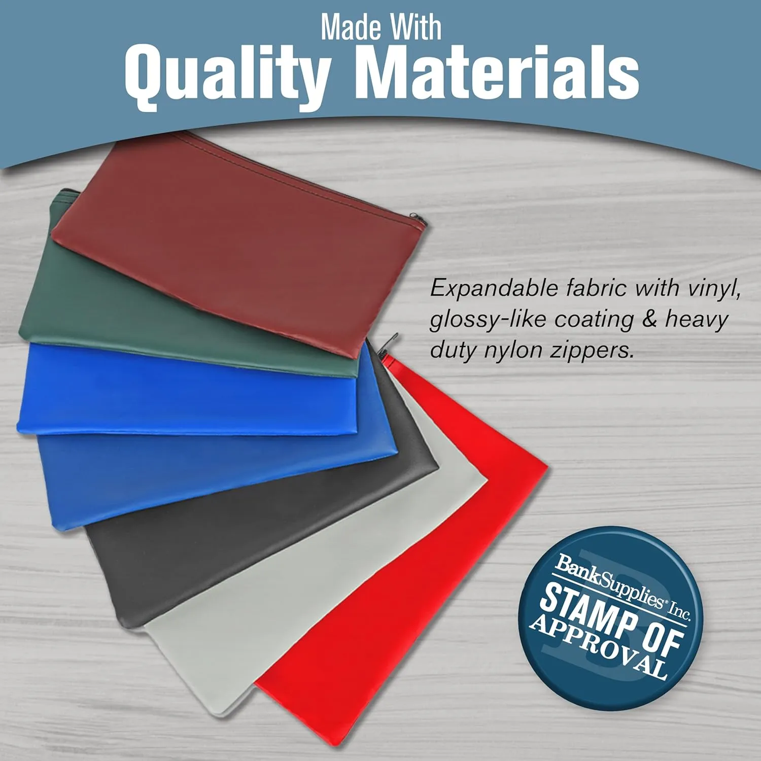 Gray Expanded Vinyl Reusable Deposit Bag - 11W x 6H