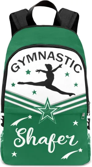 Green Gymnastic Athlete Personalized Backpack for Teen Custom Travel Backpack for Boys Girs Bookbag Casual Bag Name Gift, Design 11, EU5566SS