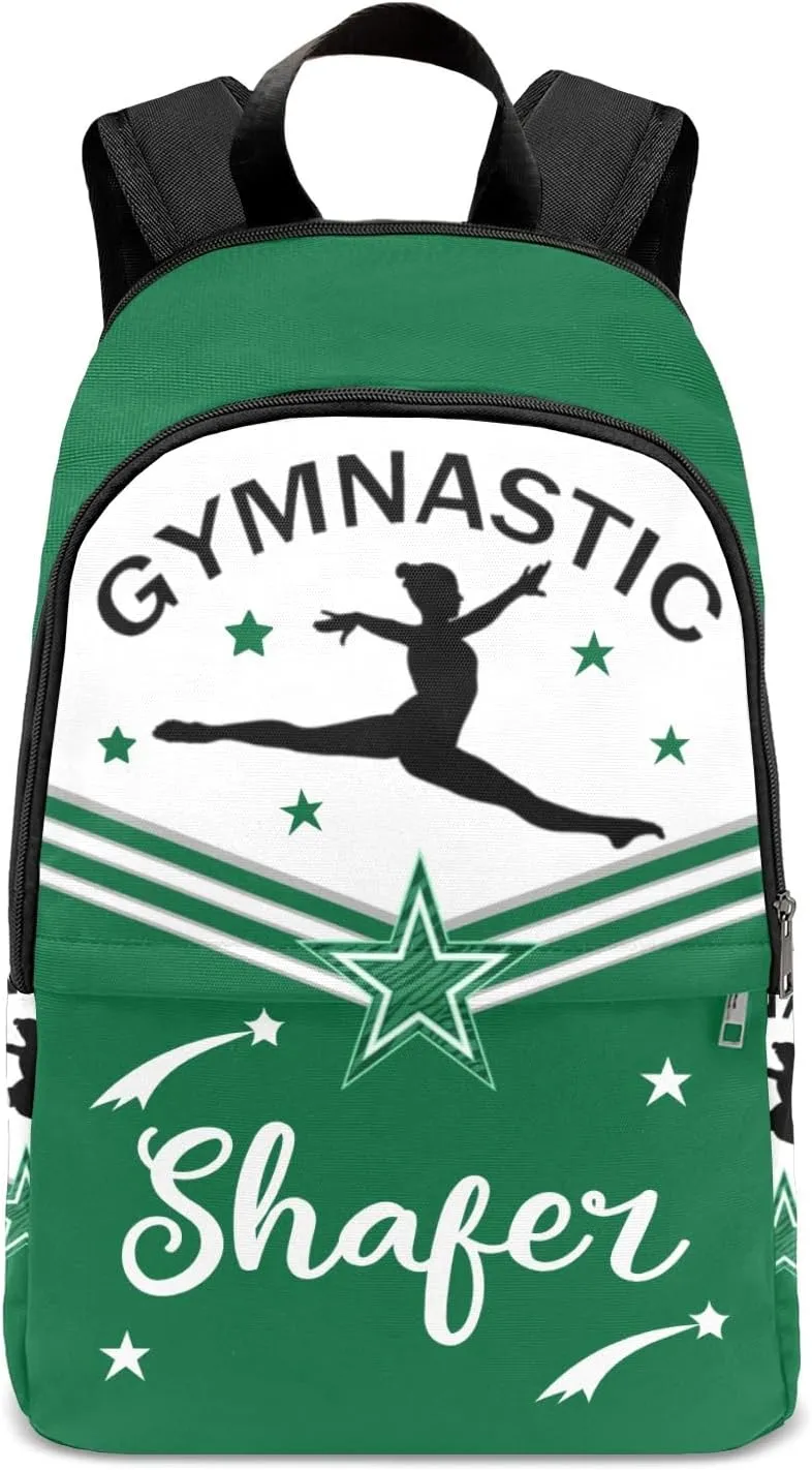 Green Gymnastic Athlete Personalized Backpack for Teen Custom Travel Backpack for Boys Girs Bookbag Casual Bag Name Gift, Design 11, EU5566SS