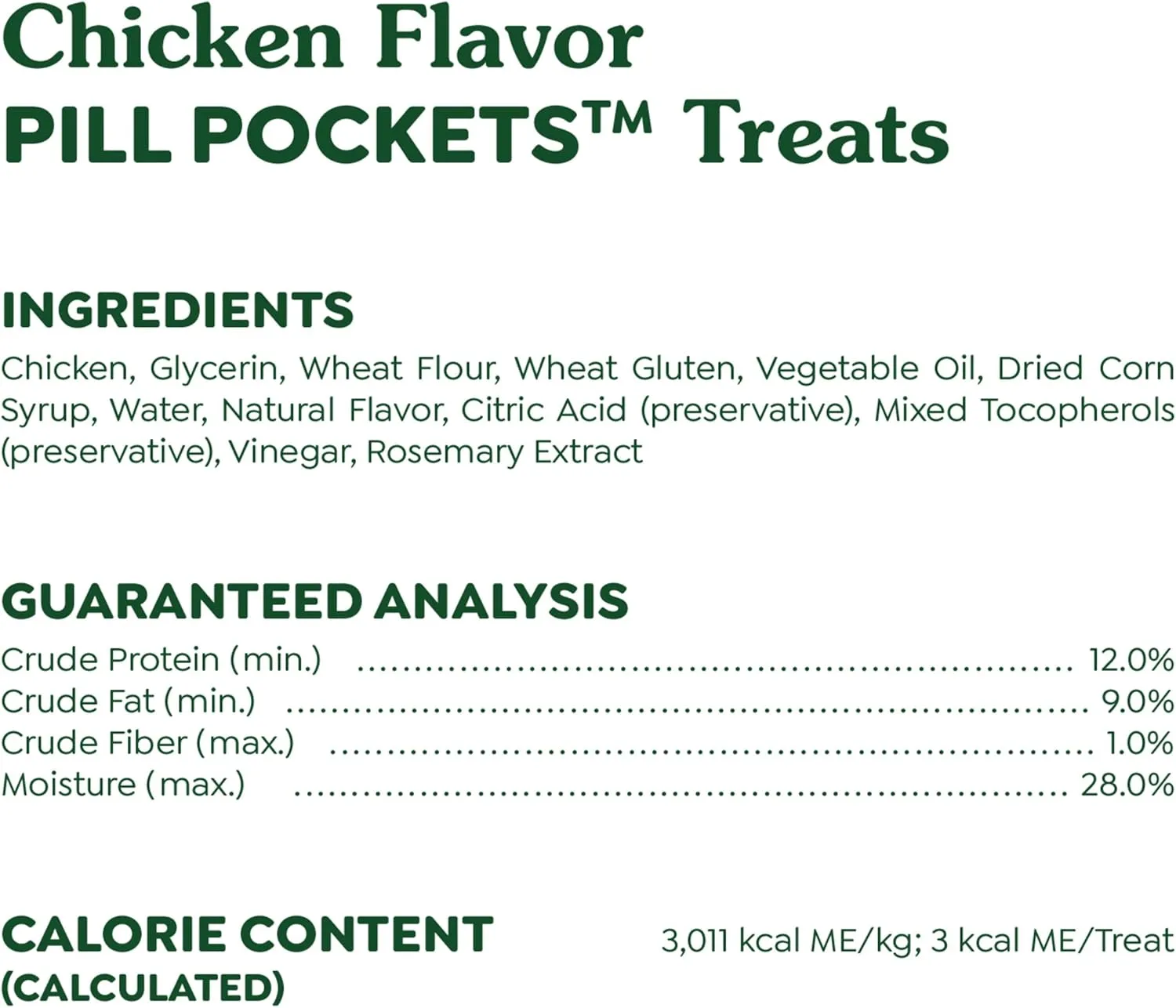 Greenies Feline Pill Pockets for Cats Natural Soft Cat Treats, Chicken Flavor, 3 oz. Pouch (85 Treats)