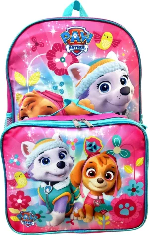 Group Ruz Nickelodeon Girl Paw Patrol 16" Backpack With Detachable Matching Lunch Box (Pink-Blue-Blue)