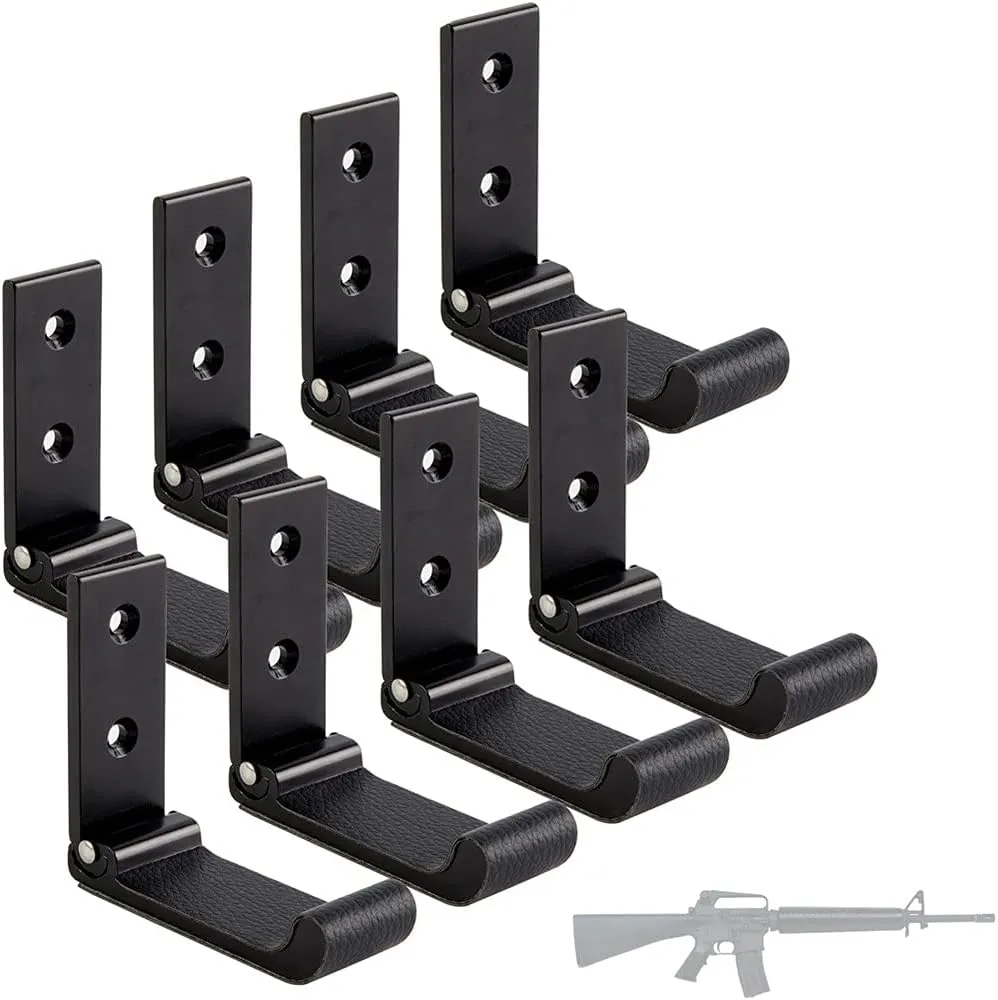 Gun Rack Wall Mount Gun Racks Folding Shotgun Hooks Hangers Scratchproof with Soft Padding -Excellent for Indoor Hanging, Display, or Storing Any Gun, Sword, and Bow