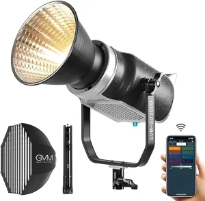 GVM 300W Video Light Kit, Continuous Lighting for Photography with Bowens Mount Softbox&Stand, 2700~7500K,112000Lux@0.5m Studio Light with APP DMX, CRI 97  Bi-Color 8 Scene Lights for Film Recording