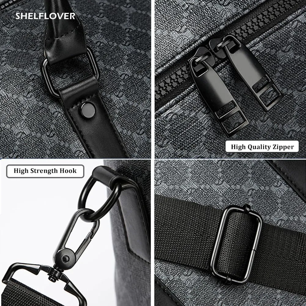 Gym Bag for Women & Men, Travel Duffel Bag Water Resistant Carry On Weekender Backpack for Airplane, 35L Classic Design, Black Twill Grid