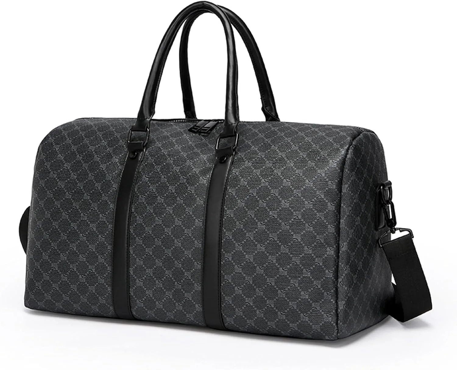 Gym Bag for Women & Men, Travel Duffel Bag Water Resistant Carry On Weekender Backpack for Airplane, 35L Classic Design, Black Twill Grid