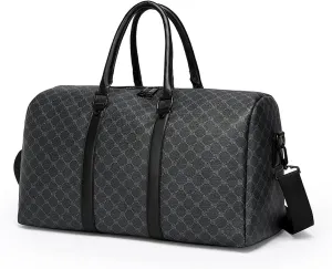 Gym Bag for Women & Men, Travel Duffel Bag Water Resistant Carry On Weekender Backpack for Airplane, 35L Classic Design, Black Twill Grid