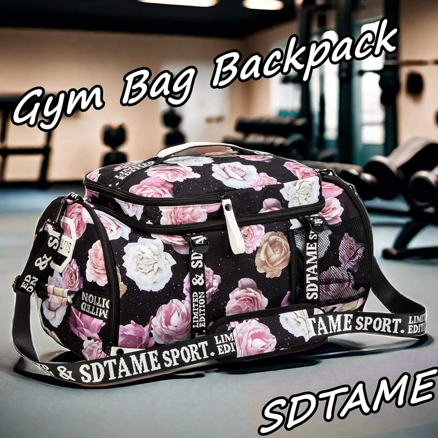 Gym Duffle Bag Backpack with Shoe Compartment,4 ways Travel Backpack for Women and Men,Multi-Functional Weekender bag with Waterproof Layer&Laptop Compartment for Fitness, Travel,Camping