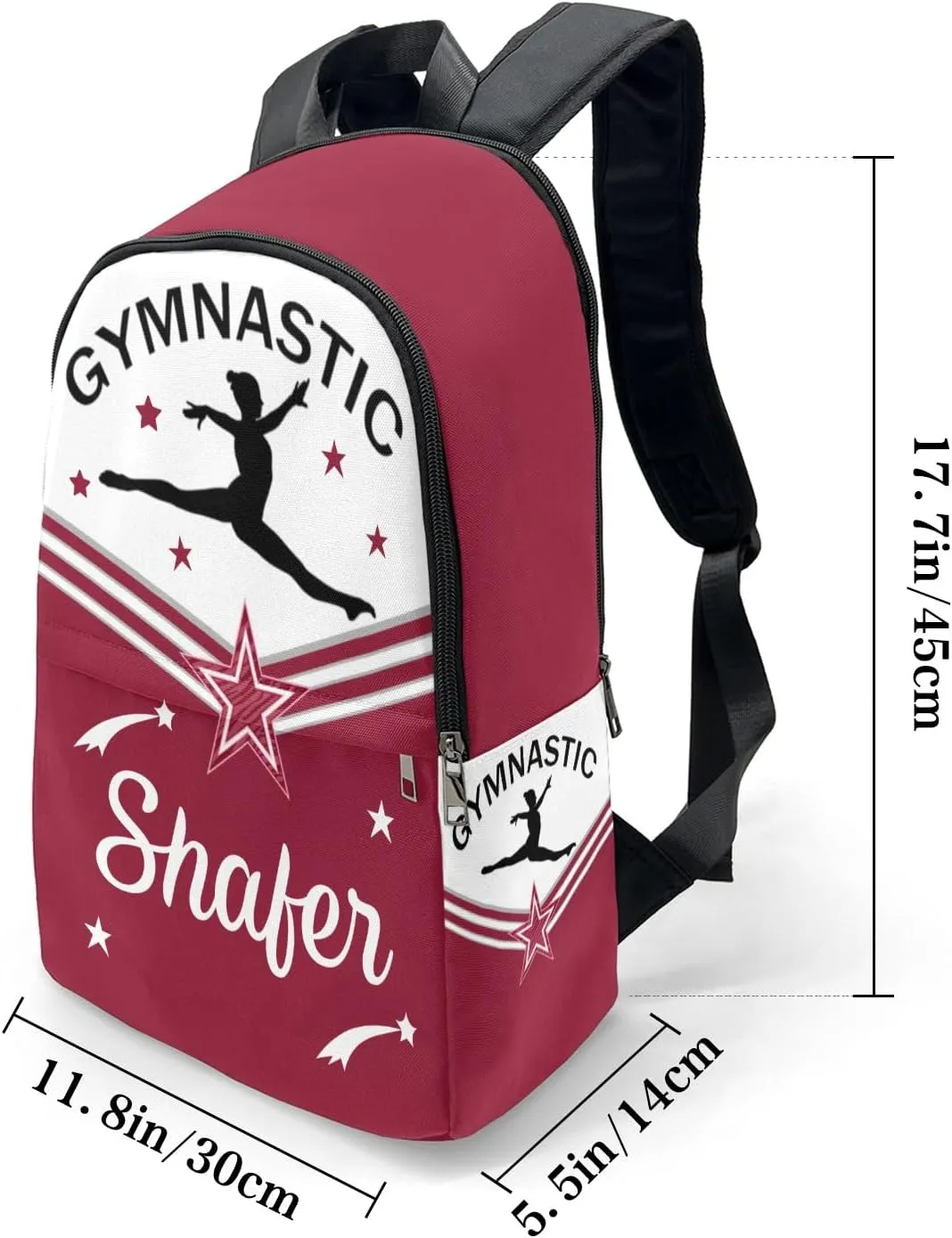 Gymnastic Athlete Red Personalized Backpack for Teen Custom Travel Backpack for Boys Girs Bookbag Casual Bag Name Gift, Design 13, EU5566SS