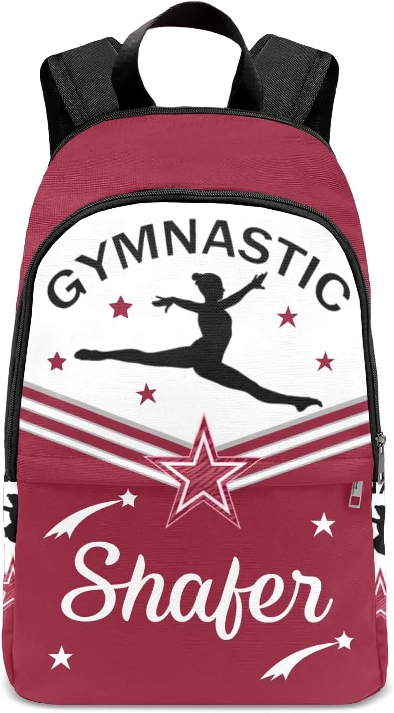 Gymnastic Athlete Red Personalized Backpack for Teen Custom Travel Backpack for Boys Girs Bookbag Casual Bag Name Gift, Design 13, EU5566SS