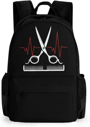 Hairstylists Heartbeat Laptop Backpack Lightweight Travel Shoulder Bag Casual Daypack for Men Women