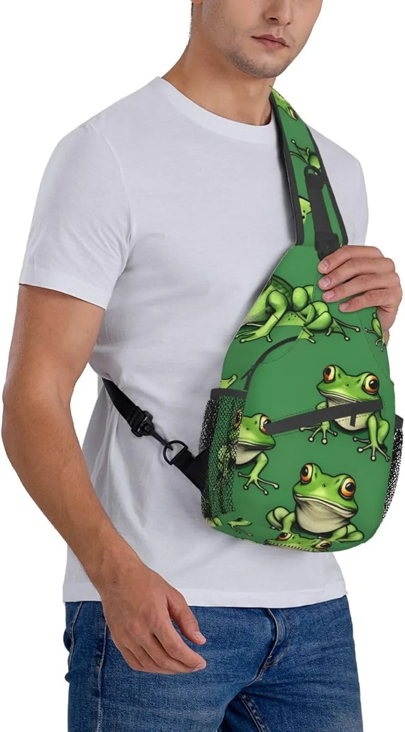 Halloween Flying Bats 1 Printed Canvas Sling Bag Crossbody Backpack, Hiking Daypack Chest Bag For Women Men