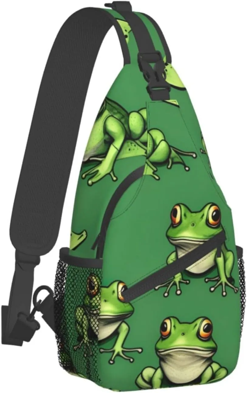 Halloween Flying Bats 1 Printed Canvas Sling Bag Crossbody Backpack, Hiking Daypack Chest Bag For Women Men