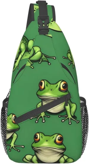 Halloween Flying Bats 1 Printed Canvas Sling Bag Crossbody Backpack, Hiking Daypack Chest Bag For Women Men