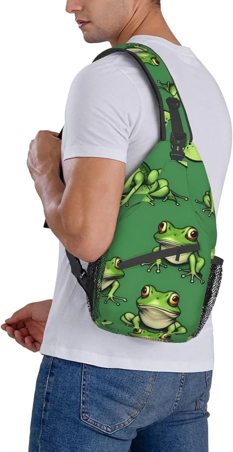 Halloween Flying Bats 1 Printed Canvas Sling Bag Crossbody Backpack, Hiking Daypack Chest Bag For Women Men