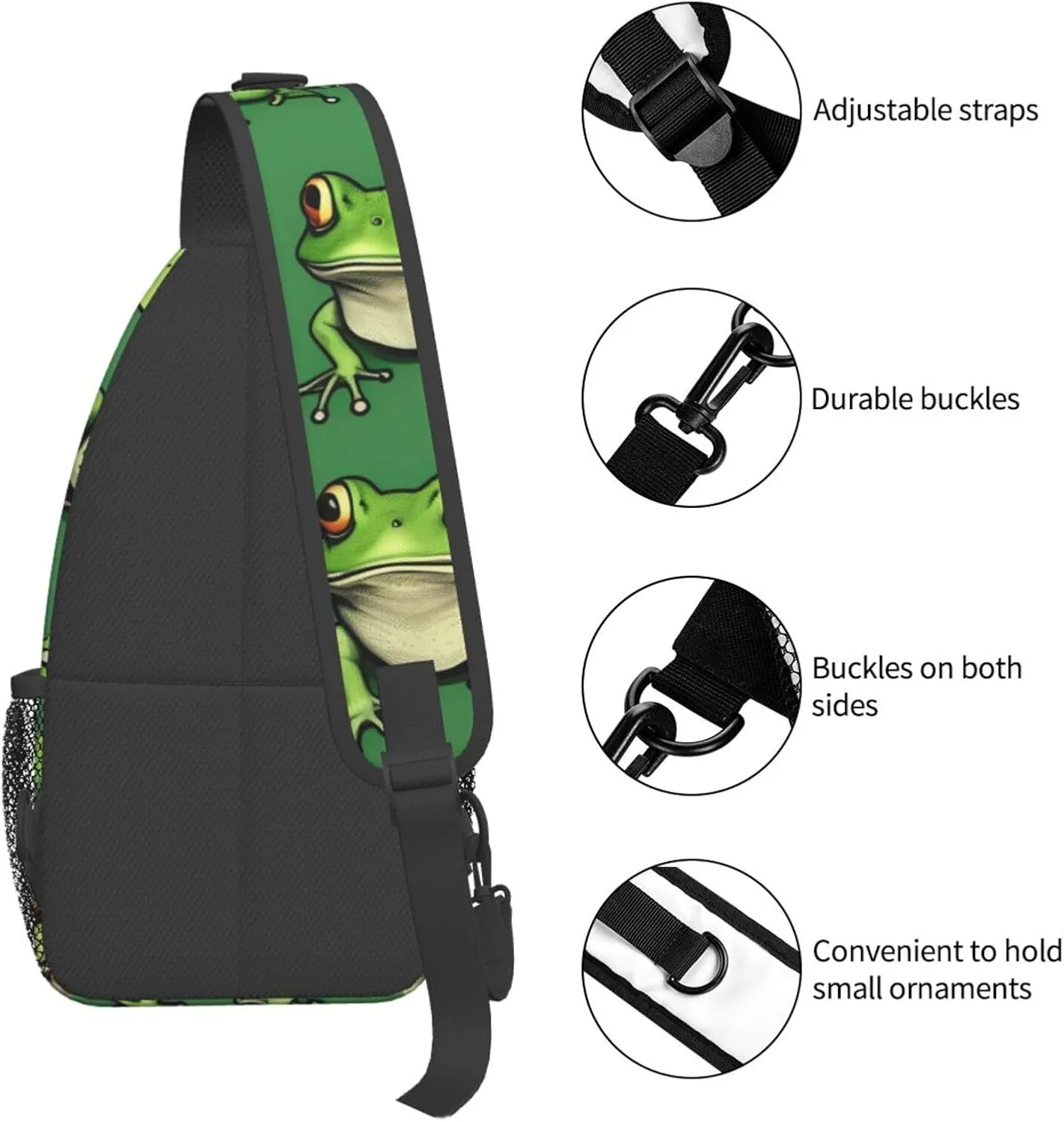 Halloween Flying Bats 1 Printed Canvas Sling Bag Crossbody Backpack, Hiking Daypack Chest Bag For Women Men