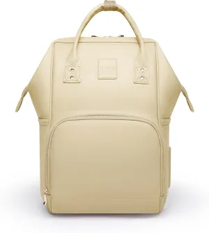 HaloVa Diaper Bag, Leather Backpack Eco-Friendly Leather Daddy Mommy Baby Bag with 24L Capacity & Multiple Pockets