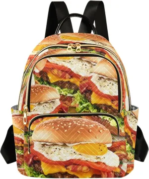 Hamburger Mini Backpack for Women, Travel Backpack Purse Daypack Shoulder Bag for Ladies