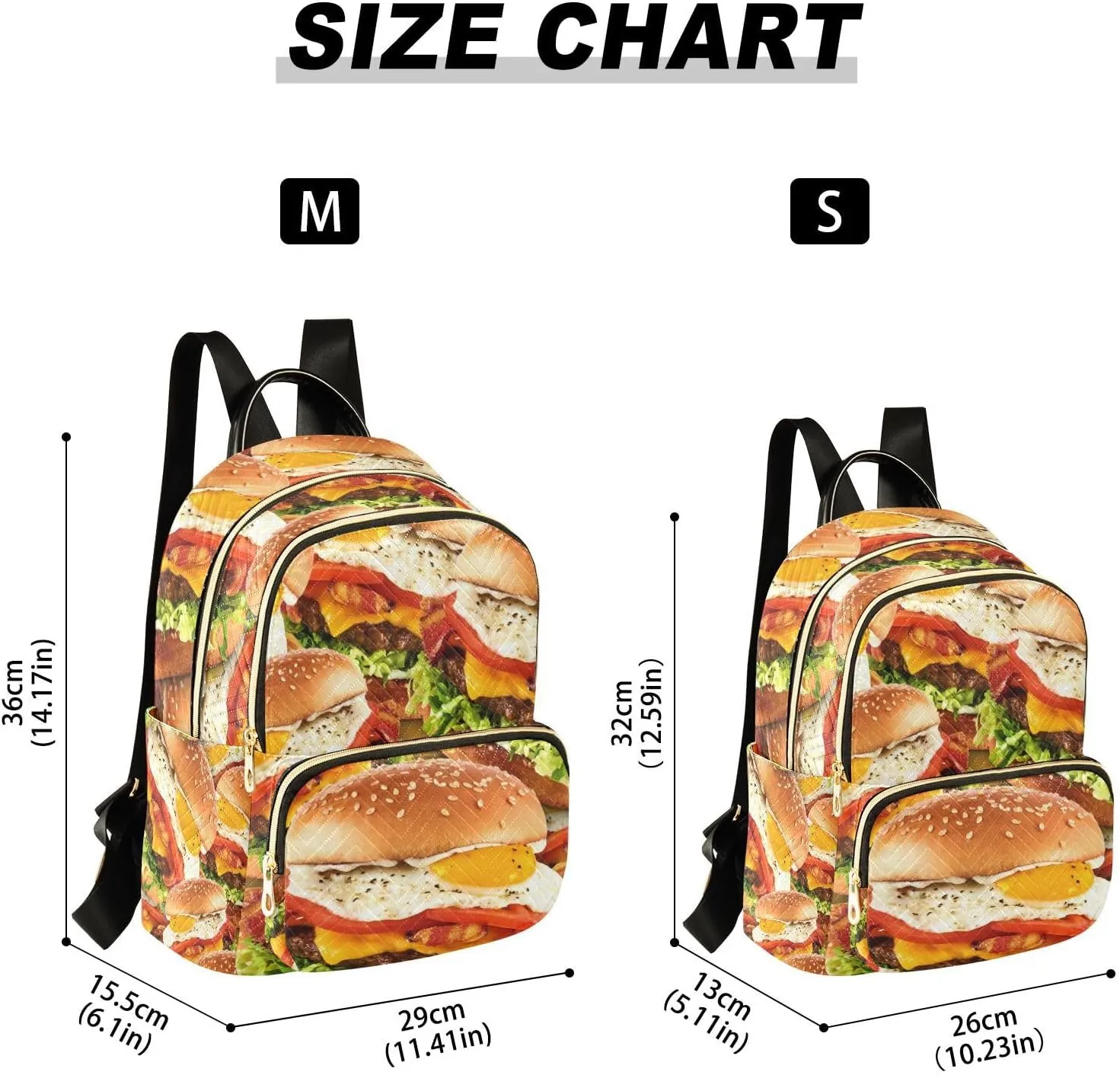 Hamburger Mini Backpack for Women, Travel Backpack Purse Daypack Shoulder Bag for Ladies