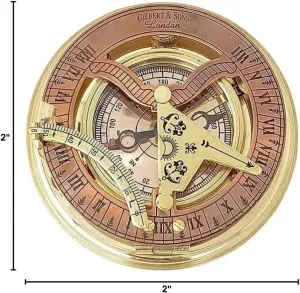Handicrafted Sundial Compass with Wooden & Leather Case Pocket Compass Vintage Solid Brass Map Reader Maritime Compass for Travelling Camping & Navigation Tool (Sundial Compass with Leather Case)