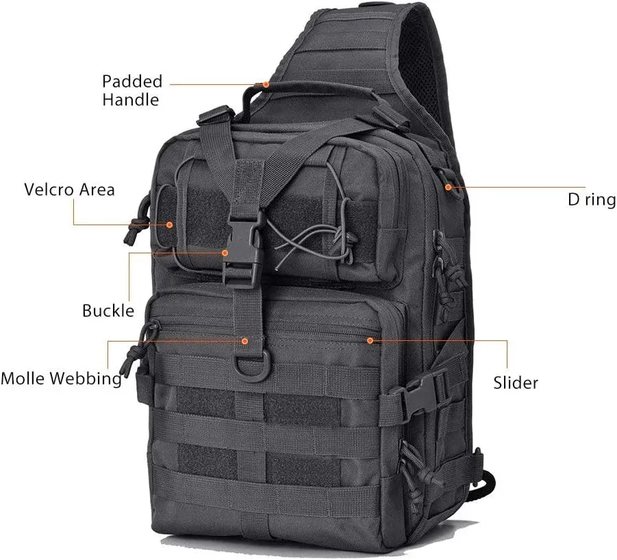HAOMUK Tactical Sling Bag Pack Military Rover Shoulder Sling Backpack EDC Molle Assault Range Bag