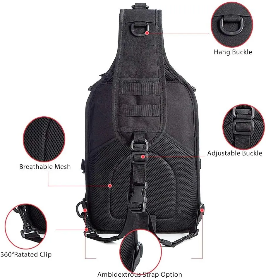 HAOMUK Tactical Sling Bag Pack Military Rover Shoulder Sling Backpack EDC Molle Assault Range Bag
