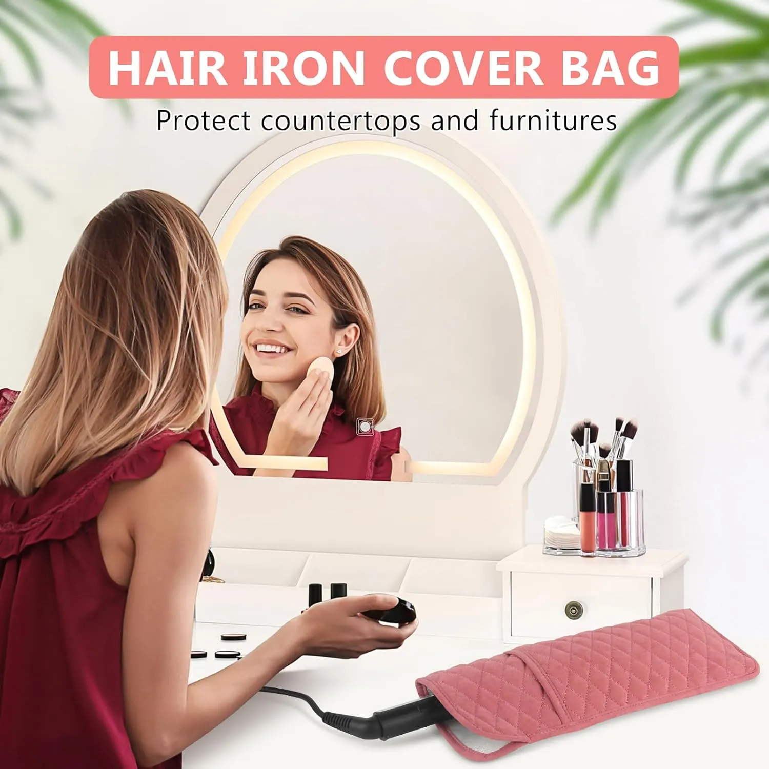 Heat Resistant Hair Tools Travel Bag Portable Hot Tools Organizer Cover Pouch for Curling Iron, Flat Iron, Hair Straightener and Other Styling Tools(13.8" x 5.5")