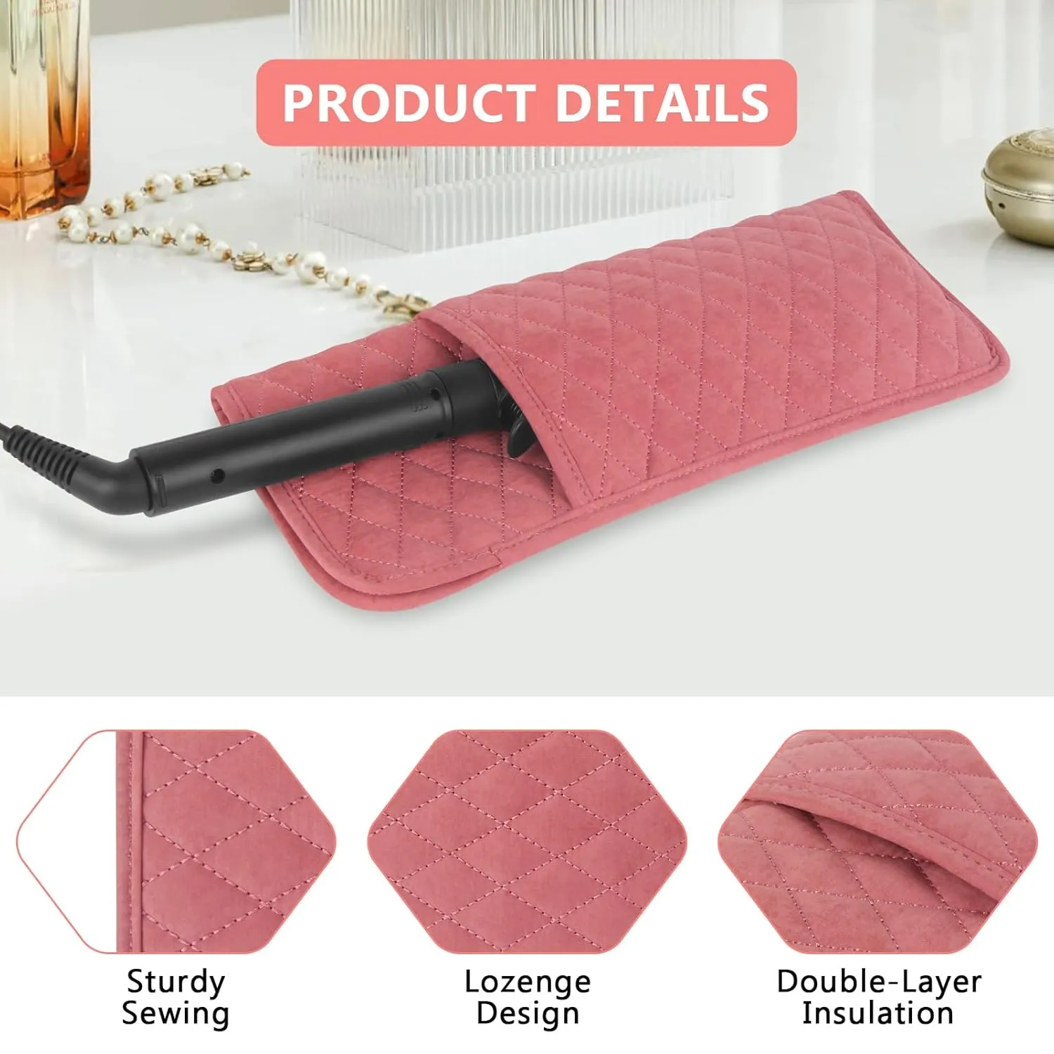 Heat Resistant Hair Tools Travel Bag Portable Hot Tools Organizer Cover Pouch for Curling Iron, Flat Iron, Hair Straightener and Other Styling Tools(13.8" x 5.5")